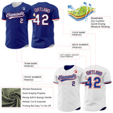 Custom Royal White-Red Reversible Button-Down Baseball Jersey