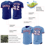 Custom Royal Light Blue Reversible Button-Down Baseball Jersey