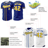 Custom Royal Yellow-White Reversible Button-Down Baseball Jersey