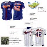 Custom Royal White Royal Pinstripe Reversible Button-Down Baseball Jersey