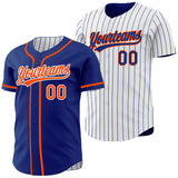 Custom Royal White Royal Pinstripe Reversible Button-Down Baseball Jersey