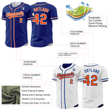 Custom Royal Orange-White Reversible Button-Down Baseball Jersey