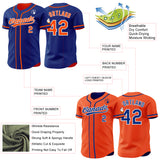 Custom Royal Orange-White Reversible Button-Down Baseball Jersey