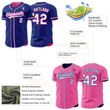 Custom Royal White-Pink Reversible Button-Down Baseball Jersey