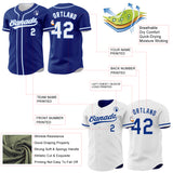 Custom Royal White-Light Blue Reversible Button-Down Baseball Jersey