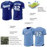 Custom Royal White-Light Blue Reversible Button-Down Baseball Jersey