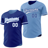 Custom Royal White-Light Blue Reversible Button-Down Baseball Jersey