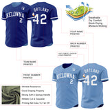 Custom Royal-White Reversible Button-Down Baseball Jersey