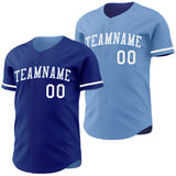 Custom Royal-White Reversible Button-Down Baseball Jersey