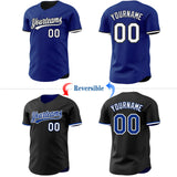 Custom Royal White-Black Reversible Button-Down Baseball Jersey