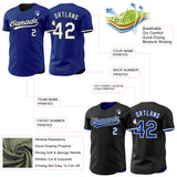 Custom Royal White-Black Reversible Button-Down Baseball Jersey