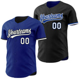 Custom Royal White-Black Reversible Button-Down Baseball Jersey