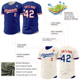 Custom Royal Cream Reversible Button-Down Baseball Jersey