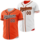 Custom Orange Black-White Reversible Button-Down Baseball Jersey