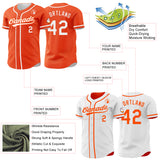 Custom Orange-White Reversible Button-Down Baseball Jersey