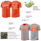 Custom Orange White-Gray Reversible Button-Down Baseball Jersey