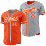 Custom Orange White-Gray Reversible Button-Down Baseball Jersey