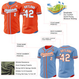 Custom Orange White-Light Blue Reversible Button-Down Baseball Jersey