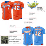 Custom Orange White-Electric Blue Reversible Button-Down Baseball Jersey