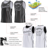 Custom Black White Pinstripe Side Panels Reversible Double Side Sublimation Basketball Set Jersey