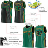 Custom Black Kelly Green Pinstripe-Old Gold Side Panels Reversible Double Side Sublimation Basketball Set Jersey