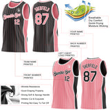 Custom Black Medium Pink Pinstripe-White Side Panels Reversible Double Side Sublimation Basketball Set Jersey