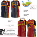 Custom Navy Gold Pinstripe-Maroon Side Panels Reversible Double Side Sublimation Basketball Set Jersey