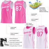 Custom Pink White Pinstripe Side Panels Reversible Double Side Sublimation Basketball Set Jersey
