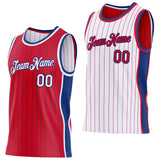 Custom Red Royal Pinstripe-White Side Panels Reversible Double Side Sublimation Basketball Set Jersey