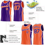 Custom Purple Orange Pinstripe-White Side Panels Reversible Double Side Sublimation Basketball Set Jersey