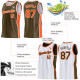 Custom Olive Orange Pinstripe-White Side Panels Reversible Double Side Sublimation Basketball Set Jersey