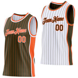 Custom Olive Orange Pinstripe-White Side Panels Reversible Double Side Sublimation Basketball Set Jersey