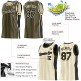 Custom Olive Cream Pinstripe-Black Side Panels Reversible Double Side Sublimation Basketball Set Jersey