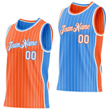 Custom Orange White Pinstripe-Powder Blue Side Panels Reversible Double Side Sublimation Basketball Set Jersey