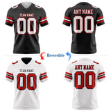 Custom Black White-Red Reversible Double Side Authentic Football Jersey