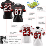 Custom Black White-Red Reversible Double Side Authentic Football Jersey