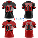 Custom Black Red-White Reversible Double Side Authentic Football Jersey
