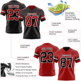 Custom Black Red-White Reversible Double Side Authentic Football Jersey