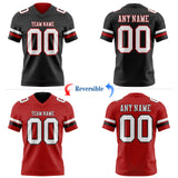 Custom Black White-Red Reversible Double Side Authentic Football Jersey