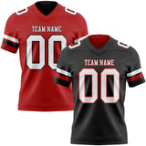 Custom Black White-Red Reversible Double Side Authentic Football Jersey