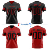 Custom Black-Red Reversible Double Side Authentic Football Jersey