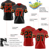Custom Black Red-Old Gold Reversible Double Side Authentic Football Jersey