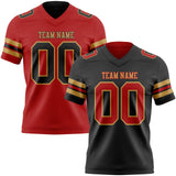 Custom Black Red-Old Gold Reversible Double Side Authentic Football Jersey