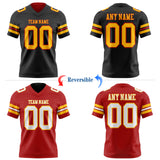 Custom Black Gold-Red Reversible Double Side Authentic Football Jersey