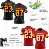 Custom Black Gold-Red Reversible Double Side Authentic Football Jersey