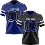 Custom Black Royal-White Reversible Double Side Authentic Football Jersey