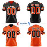 Custom Black Orange-White Reversible Double Side Authentic Football Jersey