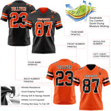 Custom Black Orange-White Reversible Double Side Authentic Football Jersey