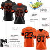 Custom Black-Orange Reversible Double Side Authentic Football Jersey