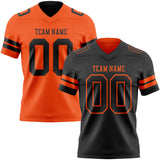 Custom Black-Orange Reversible Double Side Authentic Football Jersey